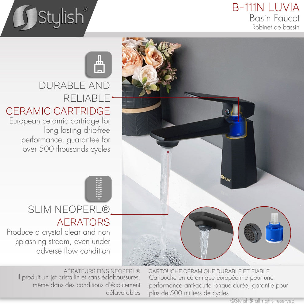 STYLISH Single Handle Bathroom Faucet - Matte Black