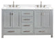 Avanity Modero 60" Double Vanity, Chilled Gray, Cala White Engineered Stone Top