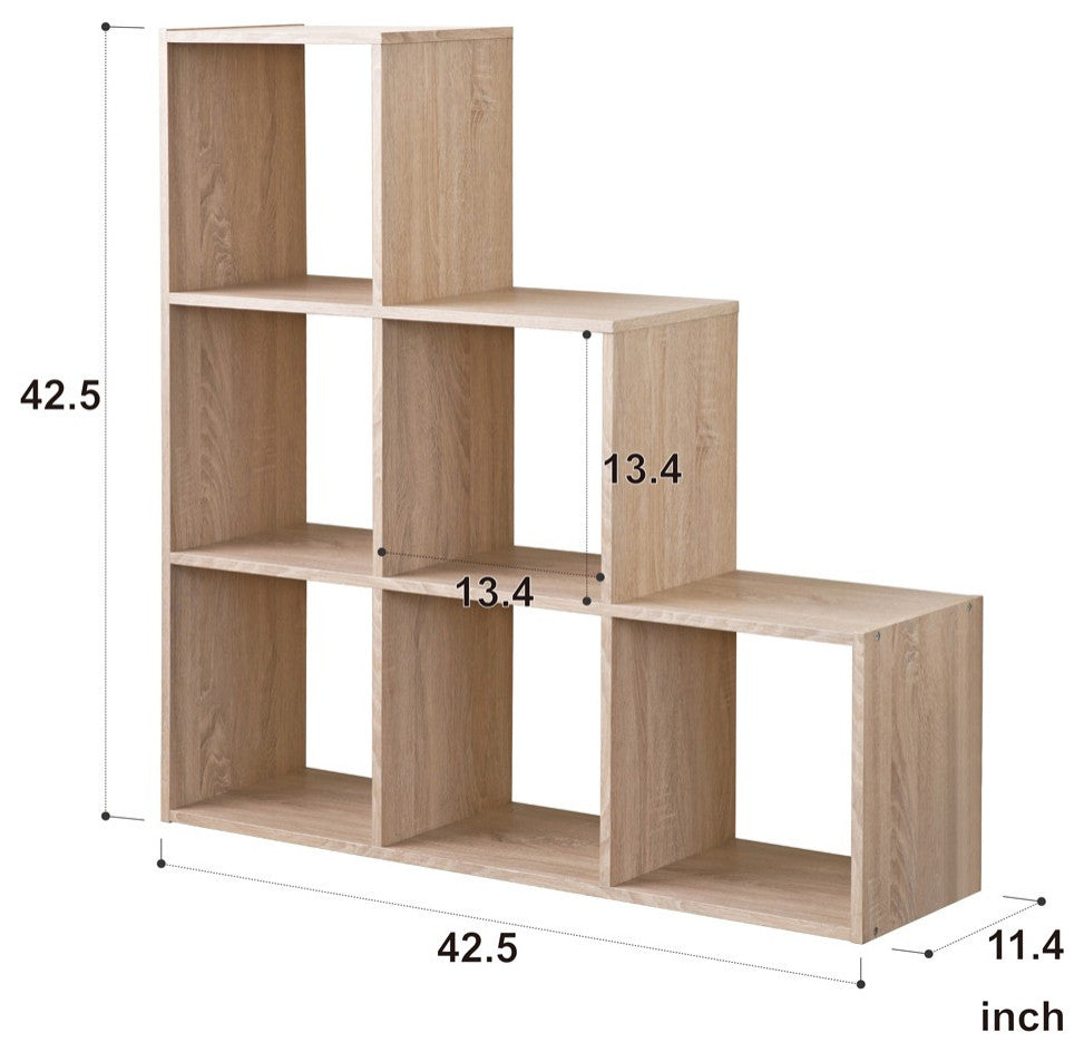 Graduated Step Natural 6 Cube Shelving Unit