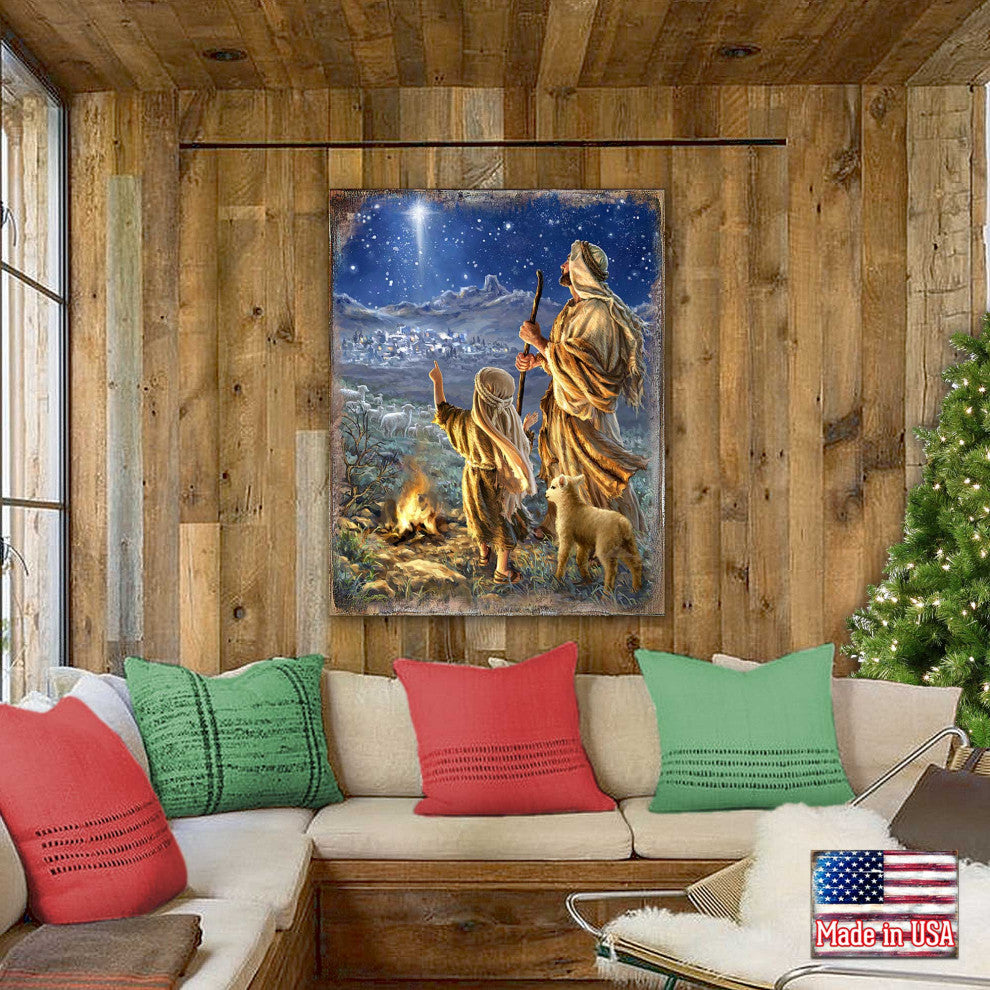 Shepherds Keeping Watch Wooden Block, 36 X 24