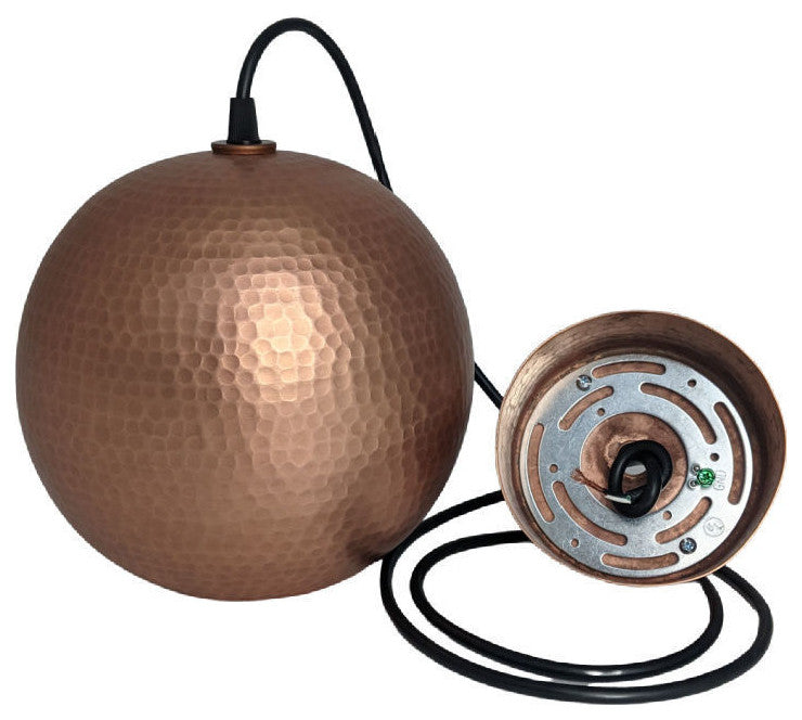 SoLuna Copper Pendant Light, Globe, Matte Copper, Small