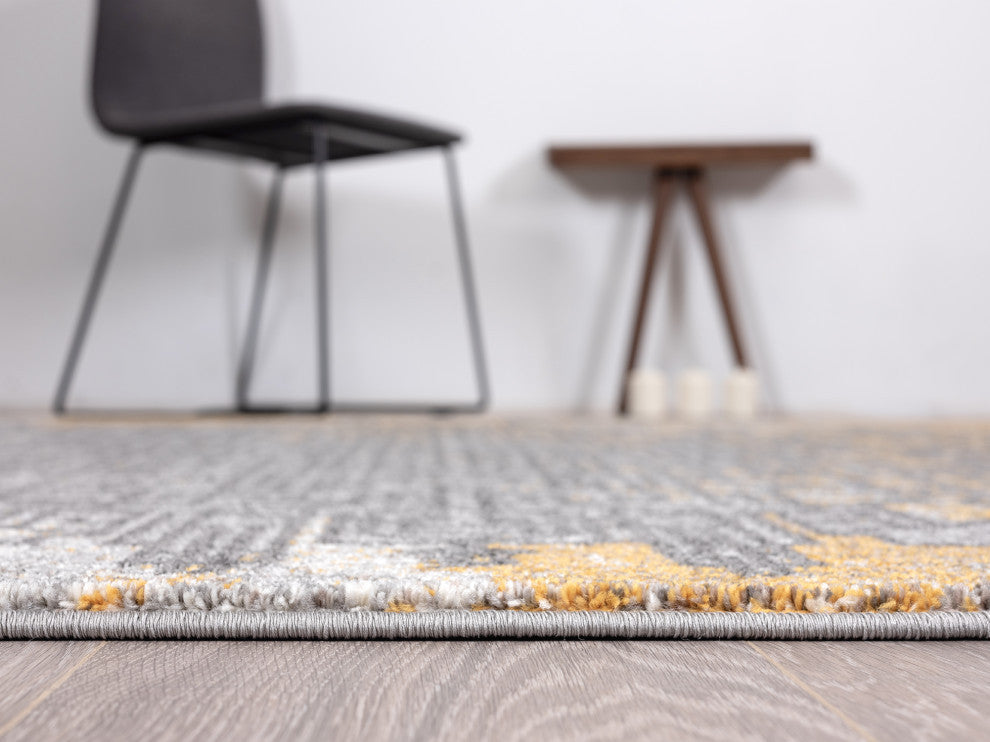 Abani Laguna LAG160A Yellow and Grey Abstract Area Rug