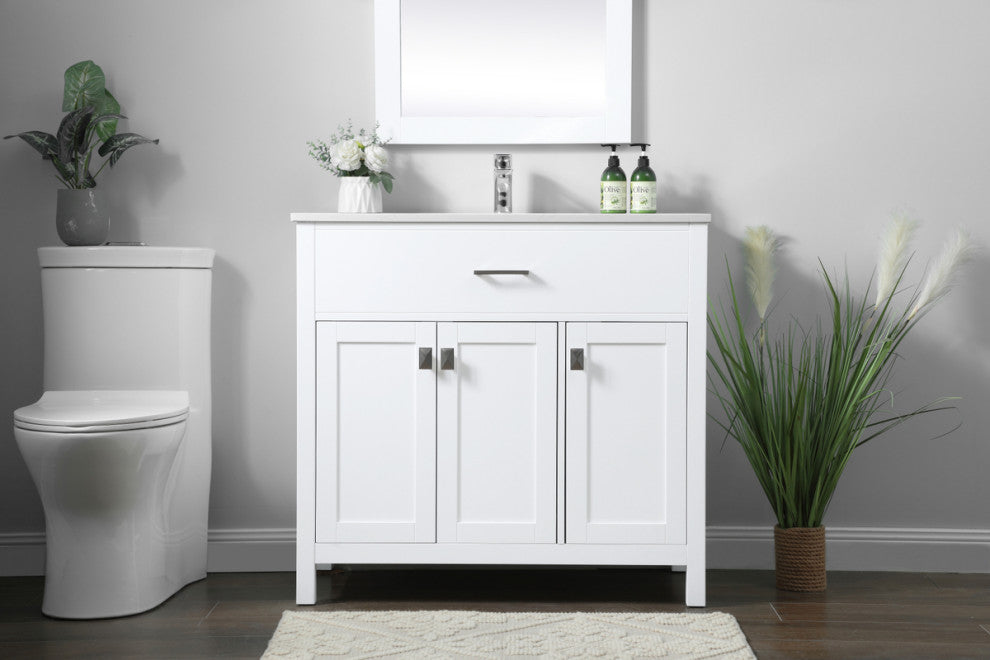 36" SIngle Bathroom Vanity, White