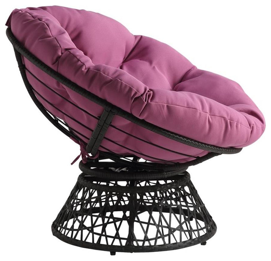 Papasan Chair with Purple cushion and Gray Wicker Resin Frame