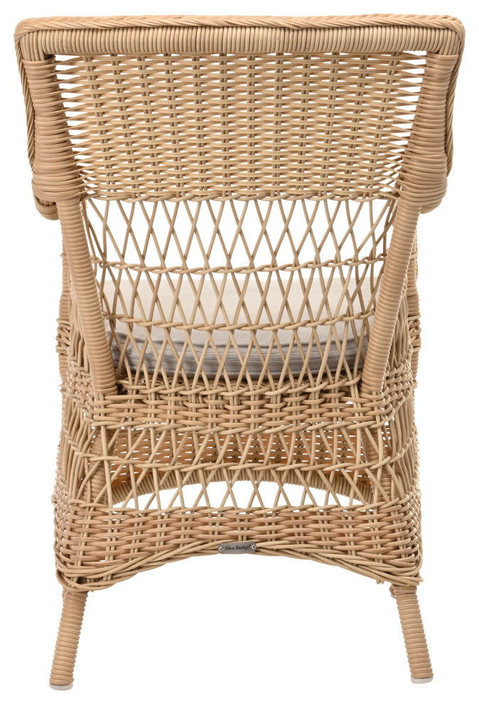 Marie Armchair With Cushion, Natural Finish, Sailcloth Seagull Upholstery