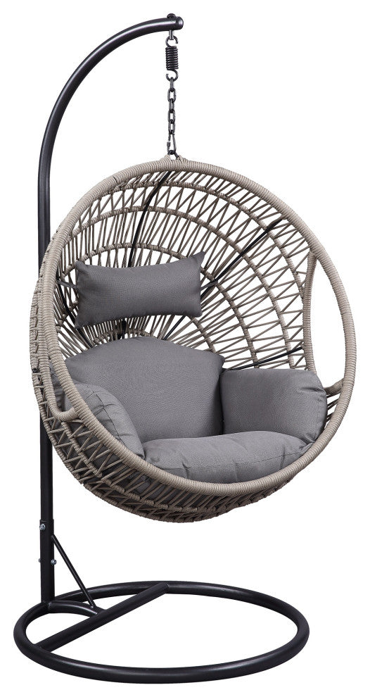 Outdoor Wicker Swing Chair Hanging Egg Chair With Cushion and Pillow
