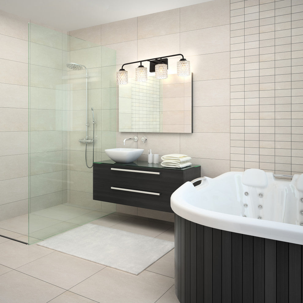 4-Light Dimmable Matte Black Vanity Light