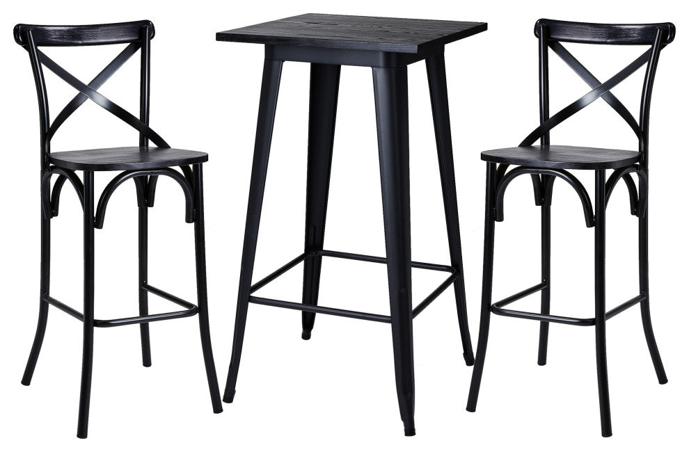 3 Piece Pub Table and Bar Chair Set