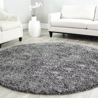 Safavieh Malibu Shag 5' Round Hand Tufted Rug in Charcoal