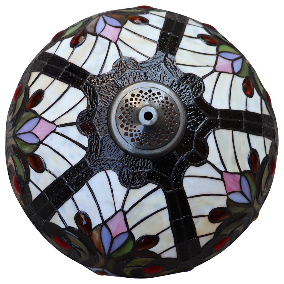 Lennon Tiffany 3-Light Victorian Double Lit Table Lamp 16" Shade