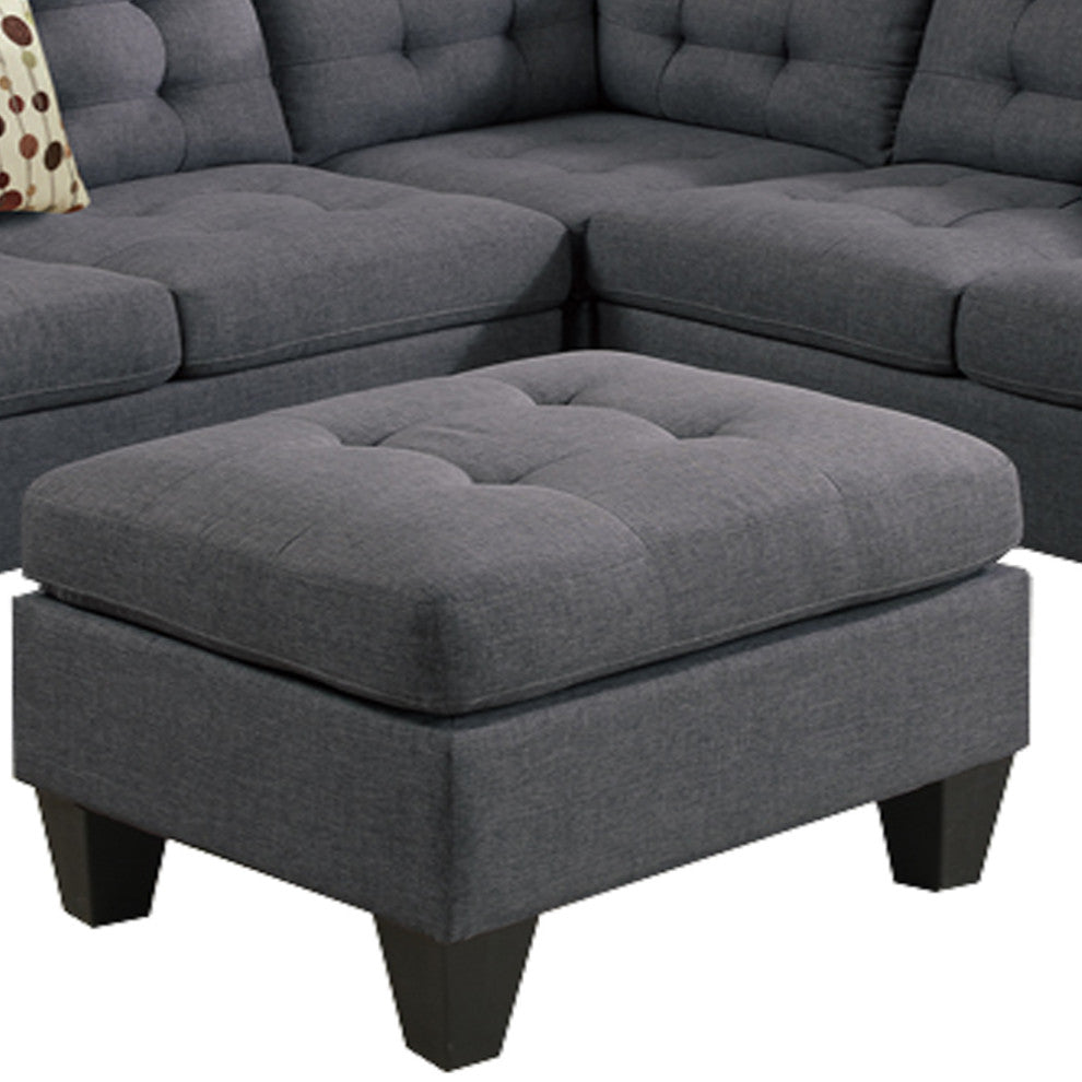 Benzara BM168743 4 Pieces Sectional With Cocktail Ottoman and Pillows, Gray