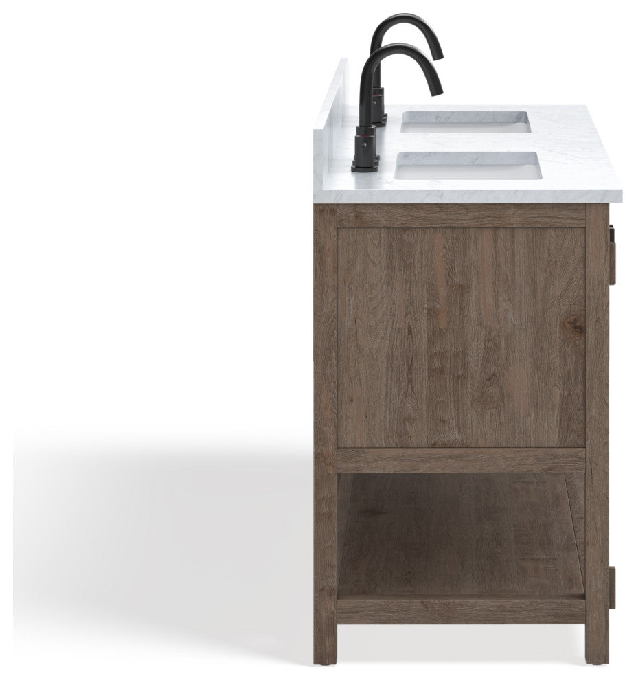 The Betsy Bathroom Vanity, Brown, 60", Double Sink, Freestanding