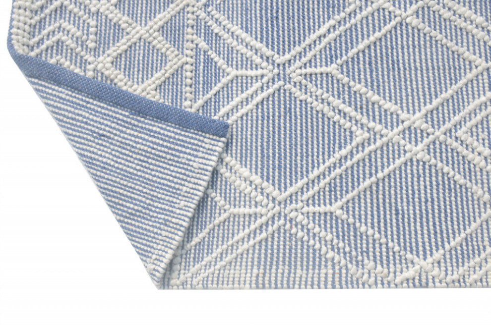 6"x9" Blue Ivory Tribal Geometric Pattern Area Rug
