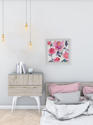 "Pink Peonies" Framed Painting Print, 12"x12"