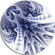 Symmetrical Dark Blue Fractal Flower, Floral Round Wall Art, 36"