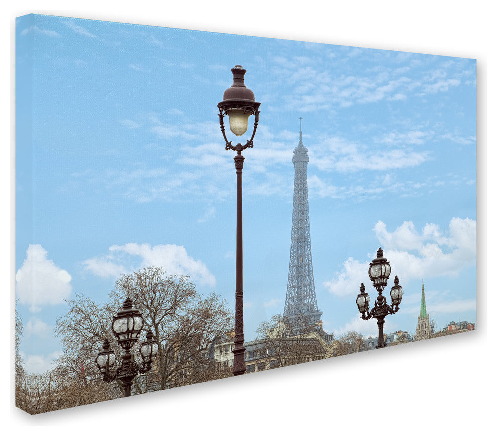 Cora Niele 'Street Lamps And Eiffel Tower' Canvas Art, 30" x 47"