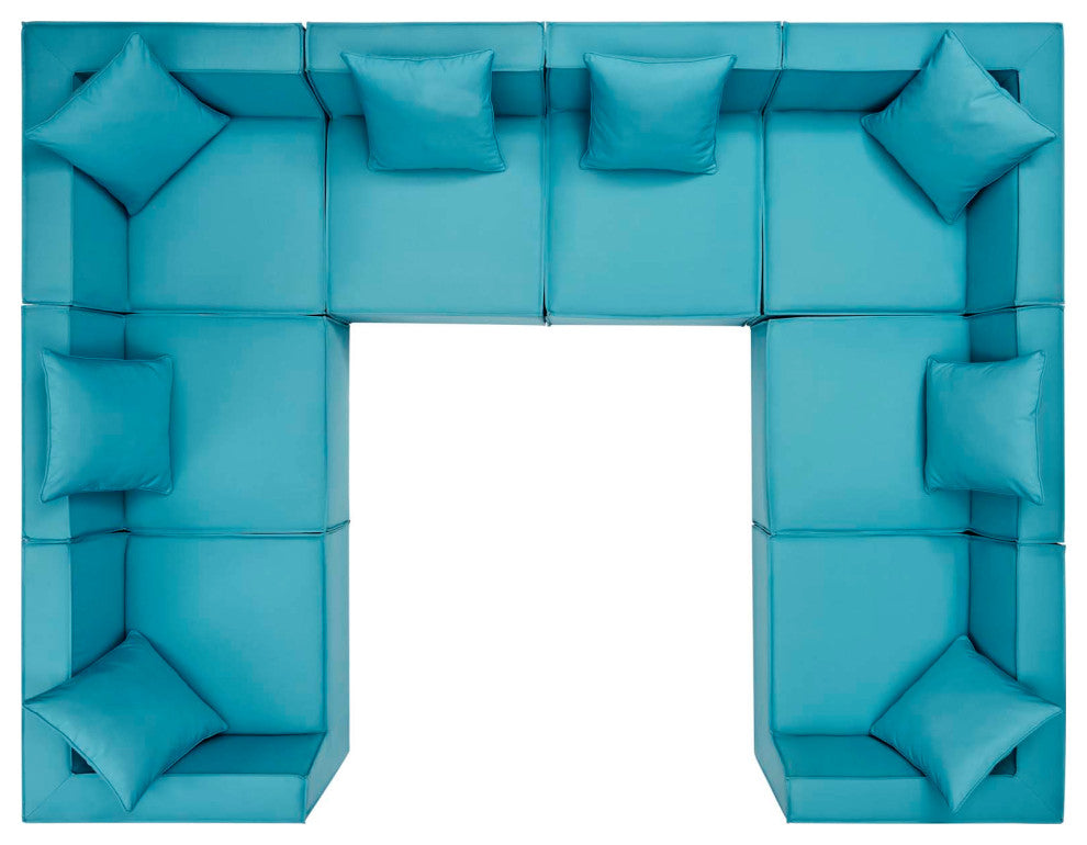 Lounge Sectional Sofa Set, Fabric, Blue, Modern, Outdoor Patio Balcony Garden