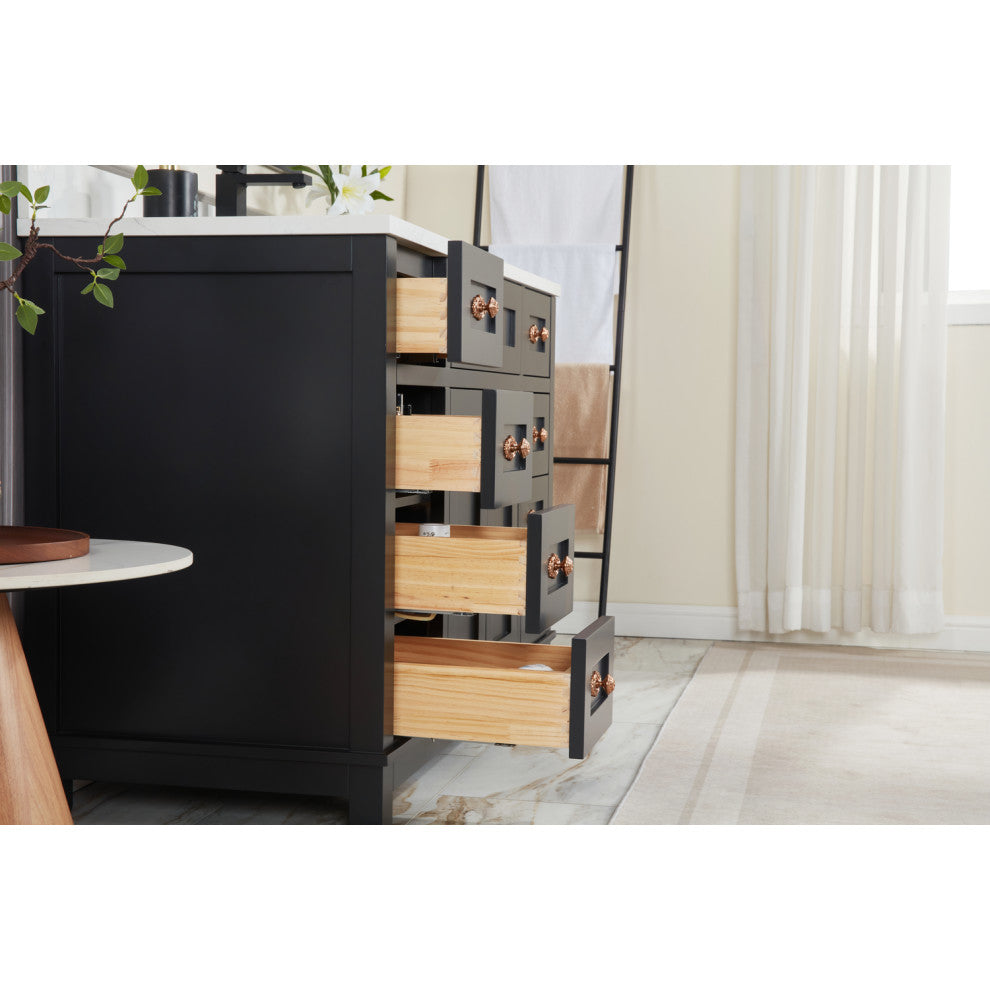Legion Furniture WS2515 Series Bathroom Sink Vanity, Tricorn Black, 48", Artificial Stone Top, Single Sink