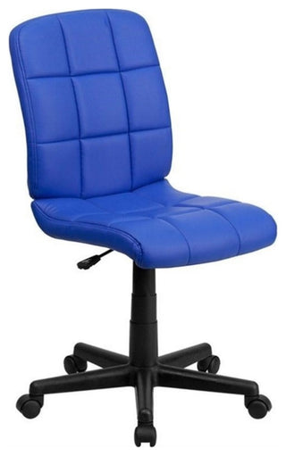 Pemberly Row Contemporary Mid Back Quilted Office Swivel Chair in Blue