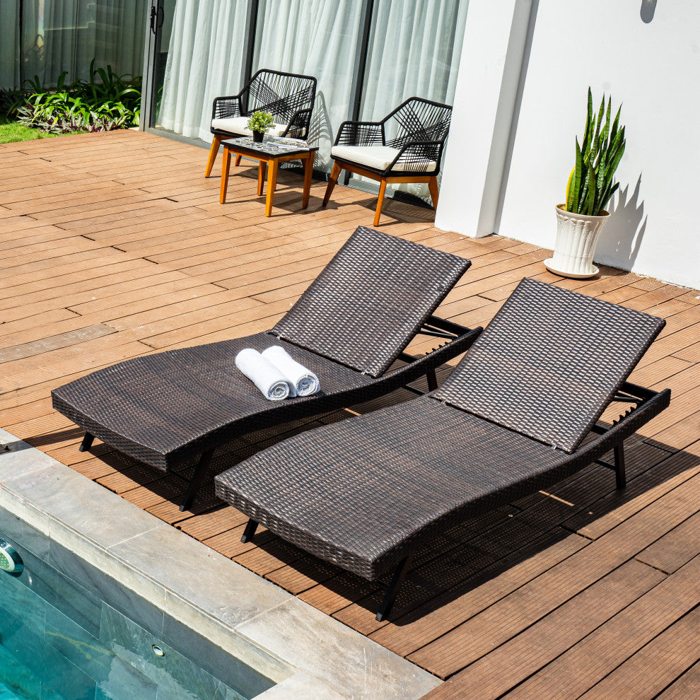 Set of 4 Faro Chaise Lounge - Dark Brown