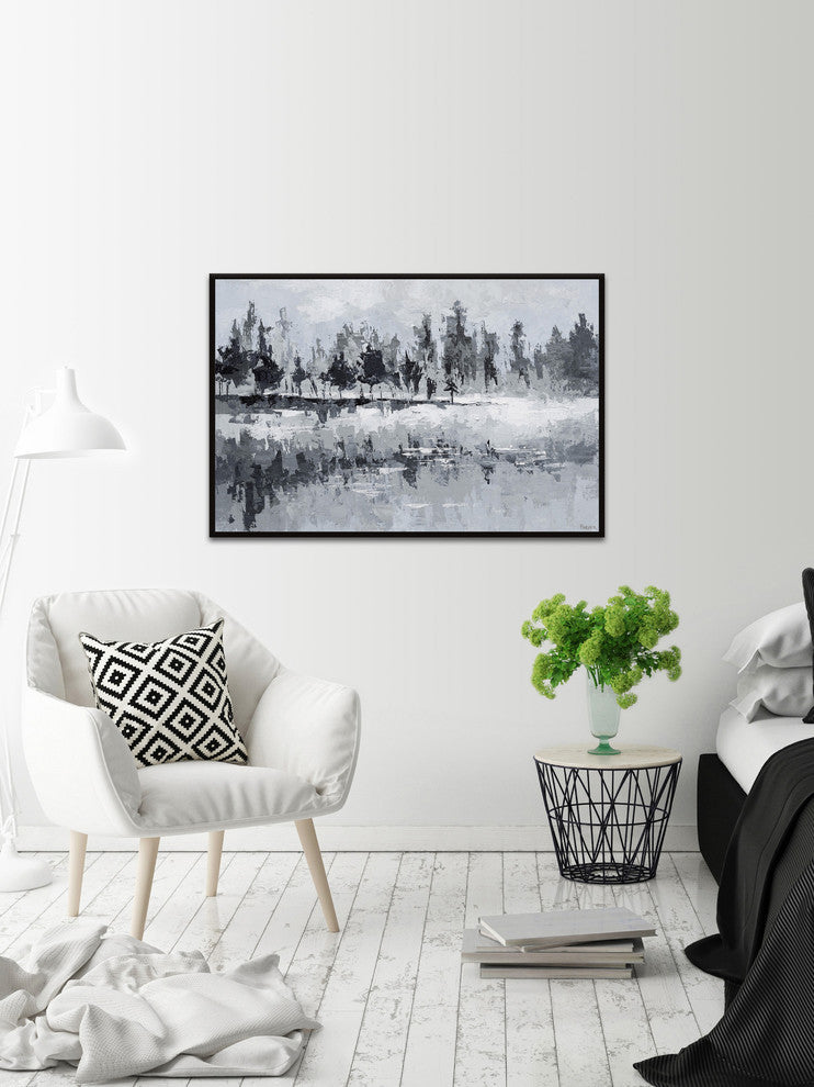 "Dark Lake" Floater Framed Painting Print on Canvas, 60"x40"