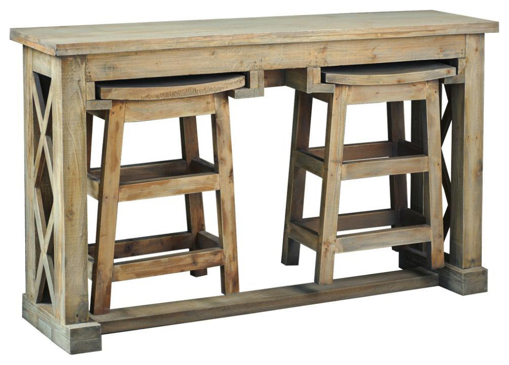 Cottage 60 Rectangular Narrow Counter Height 3 Piece Dining Table Set