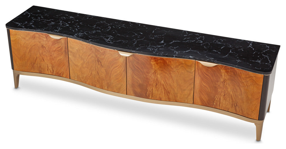 Malibu Crest TV Console - Crotch Mahogany