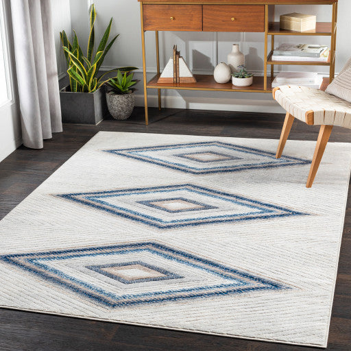 Surya Remy RMY-2302 7'10"x10' Rug, Taupe/Dark Blue/Denim/Gray/Light Gray/White