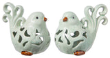 Ceramic Cardinal Bird Figurine Gloss Green Finish