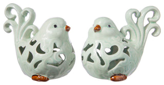 Ceramic Cardinal Bird Figurine Gloss Green Finish
