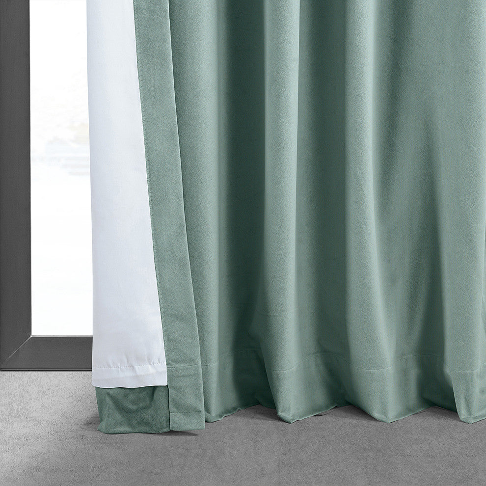 Signature Blackout Velvet Curtain Single Panel, Skylark Blue, 50"x96"