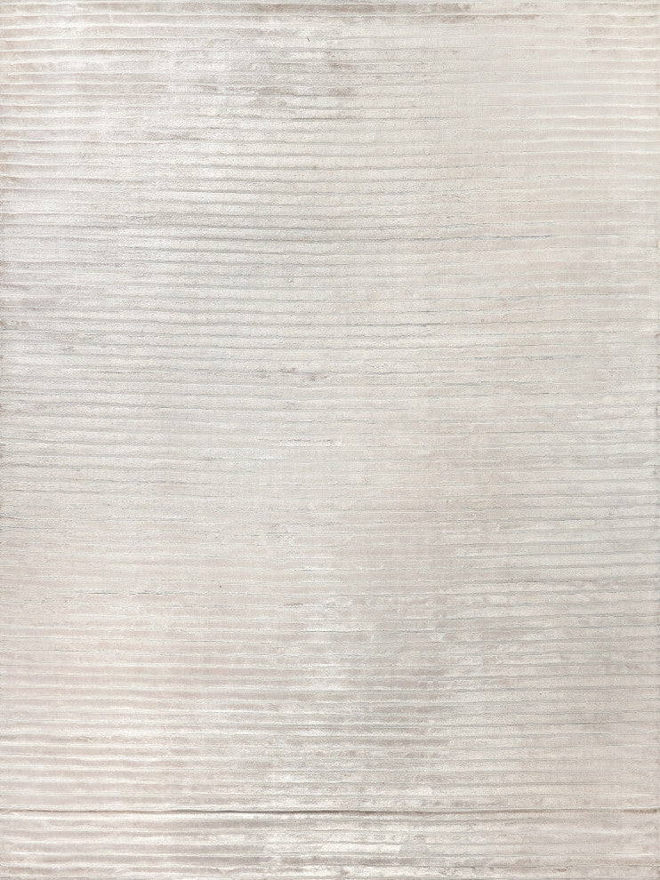 High Low Handmade Hand Loomed Viscose and Cotton Silver Area Rug