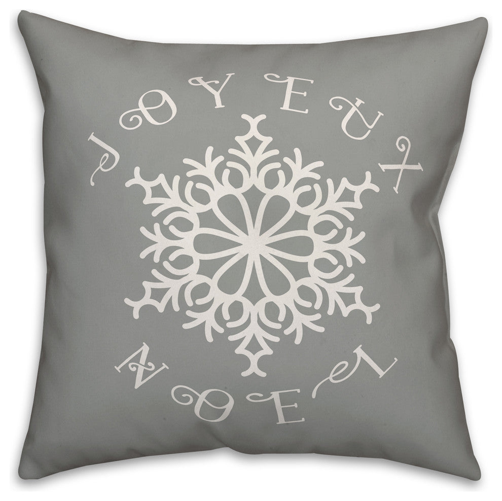 Joyeux Noel Snowflake 20"x20" Throw Pillow Cover