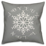 Joyeux Noel Snowflake 20"x20" Throw Pillow Cover