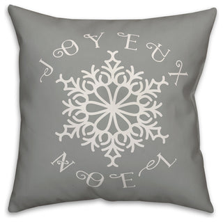 Joyeux Noel Snowflake 20"x20" Throw Pillow Cover