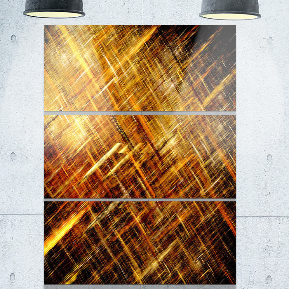 "Golden Mosaic Texture" Digital Metal Wall Art, 3 Panels, 28"x36"