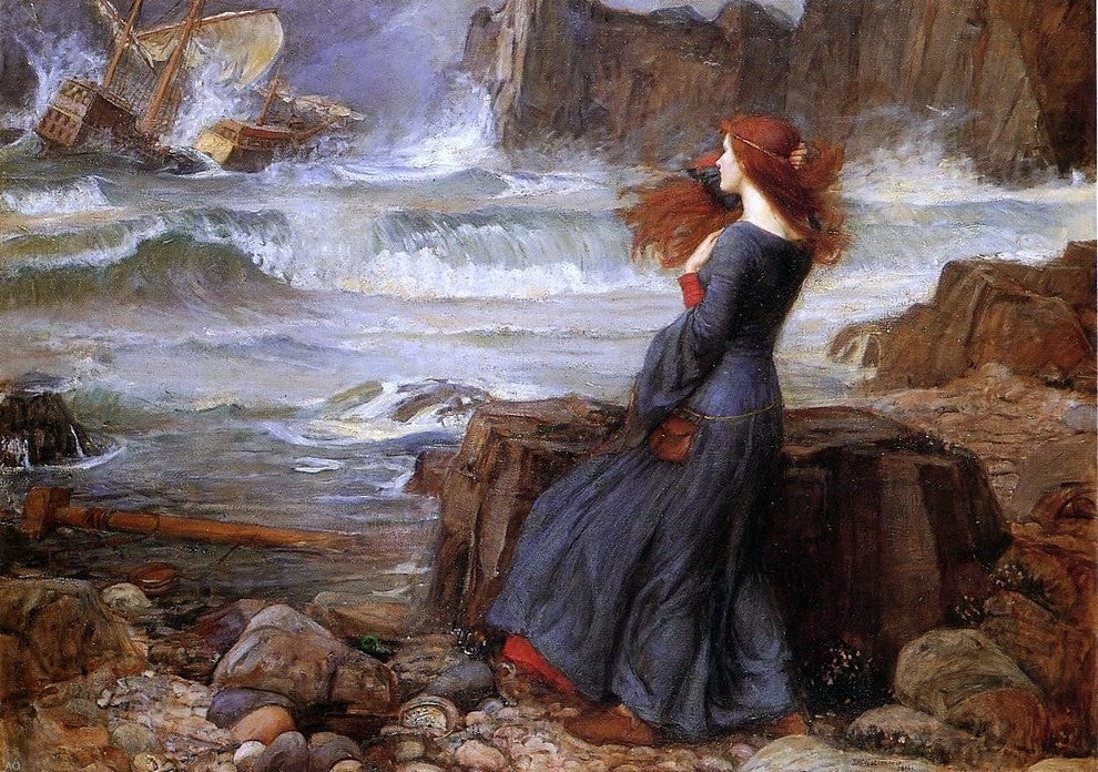 John William Waterhouse Miranda, the Tempest, 18"x27" Wall Decal