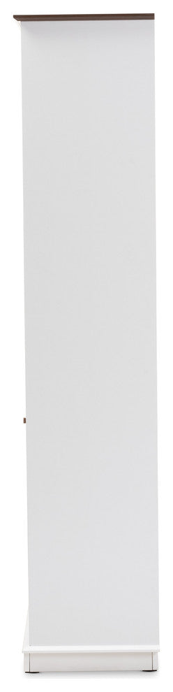 Mina Mid-Century Modern Dark Gray and Oak Wood Wine Cabinet