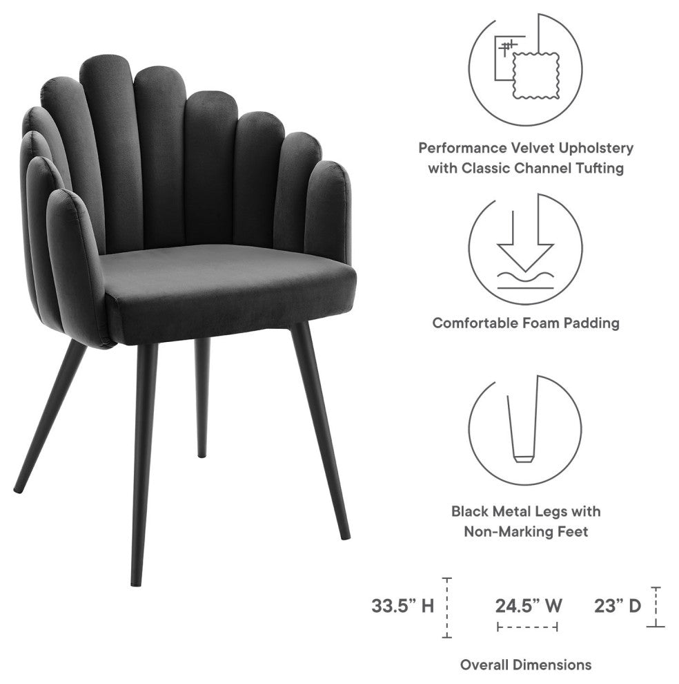 Side Dining Chair, Black Gray, Velvet, Modern, Cafe Bistro Hospitality