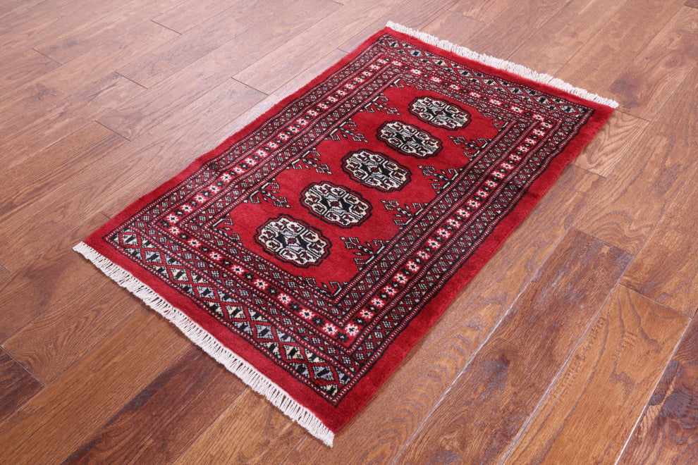 2' 0" X 3' 0" Hand Knotted Silky Bokhara Wool Rug - Q13854