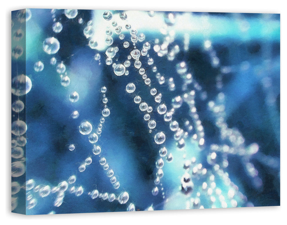 Dew Drops Over Blue 18x24 Canvas Wall Art