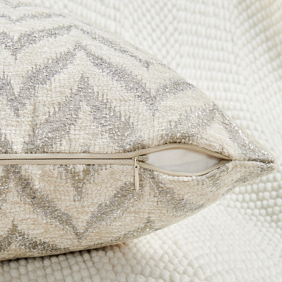 Jacquard Chenille Pillow Covers, 2-Piece Set, Silver, 14"x26"