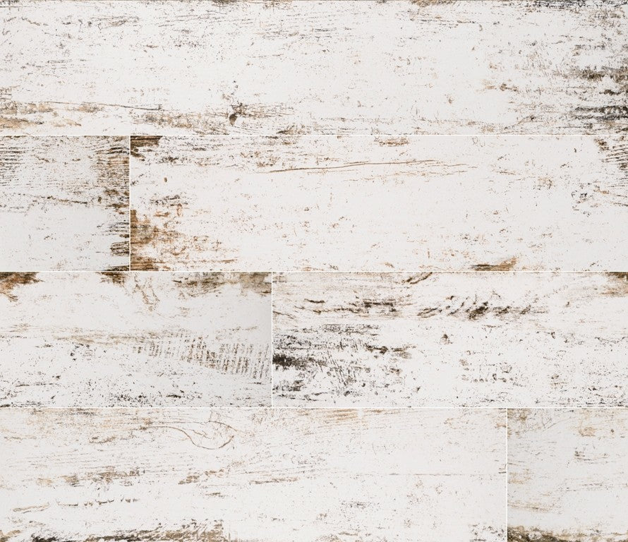 Vintage White Matte Porcelain Tile, Large, 8"x36" Tiles, Set of 84