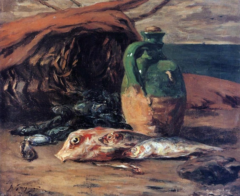 Paul Gauguin Still Life With Jug and Red Mullet Gallery Wrapped Canvas Print