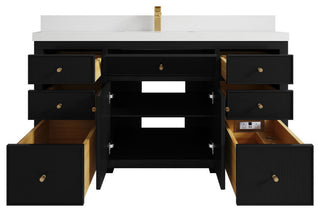 Sonoma 60 Single Sink Reeded Bathroom Vanity in Black 2" White Quartz