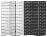 6' Tall Double Sided Black and White Brick Canvas Room Divider