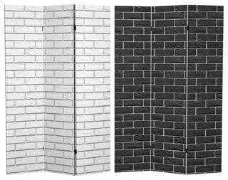 6' Tall Double Sided Black and White Brick Canvas Room Divider