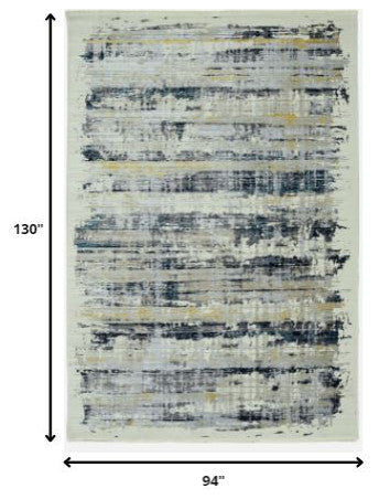 8"x11" Blue White Distressed Traditional Area Rug