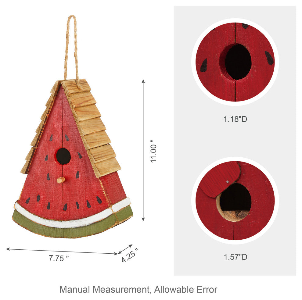Wood Watermelon Birdhouse for Bluebird, Outdoor Hanging Birdhouse