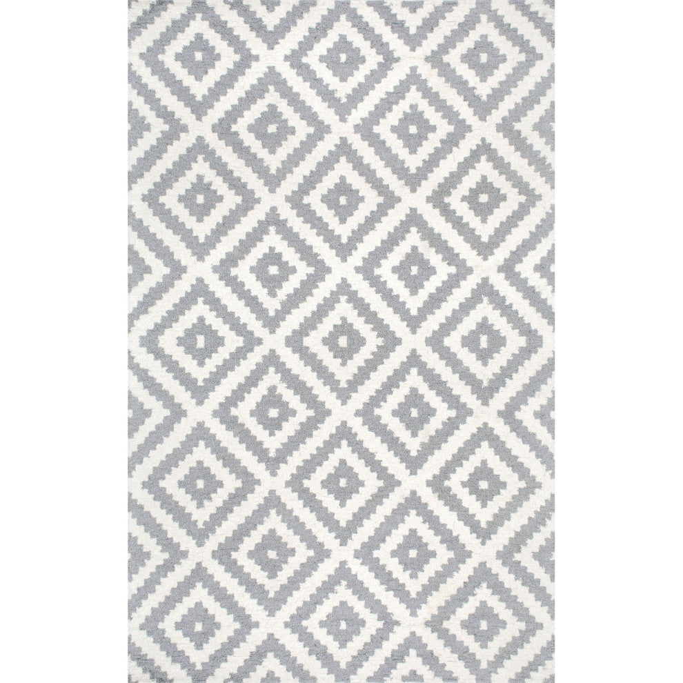 Nuloom Hand-Tufted Geometric Tuscan Rug, Grey 7'6"x9'6"